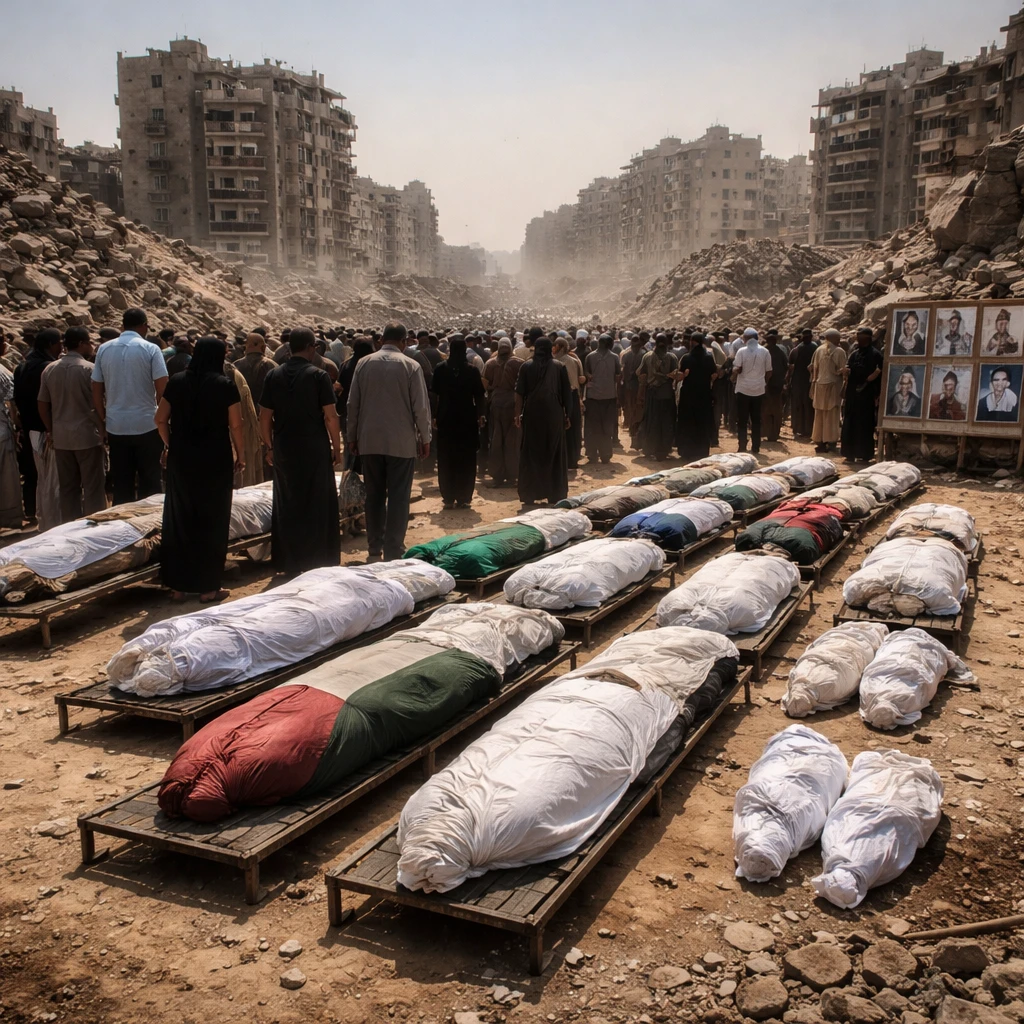 Gaza Clan Buried After Recovery of 112 Decomposed Bodies from Sabra Rubble