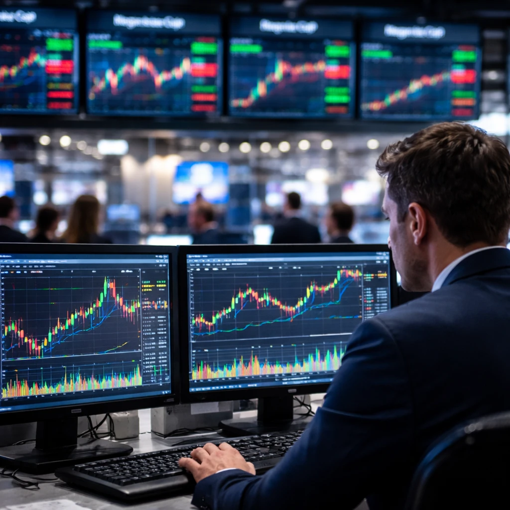 Wide swings push chipmakers higher while Oracle slides in mixed market session