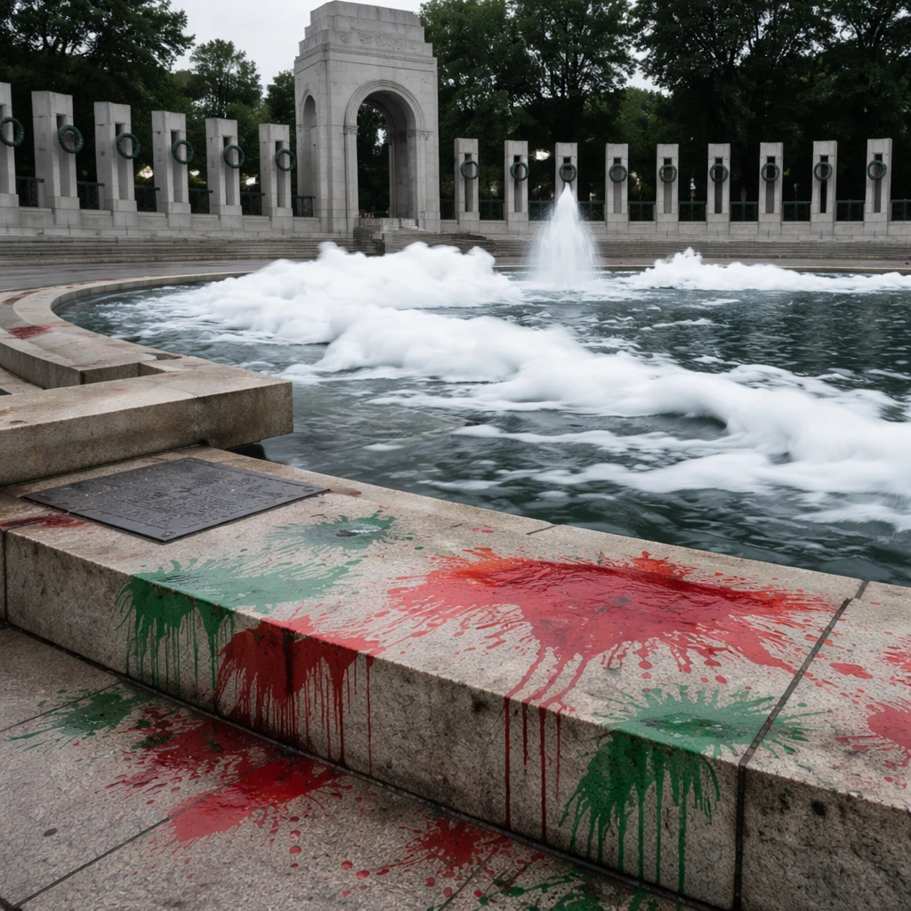 Woman Arrested and Charged in Vandalism of Washington World War Two Memorial