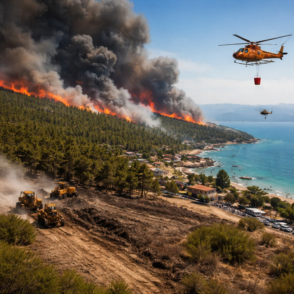 Greek Crews Fight Fourth Day of Wildfire Near Psatha After Fatal Helicopter Accident