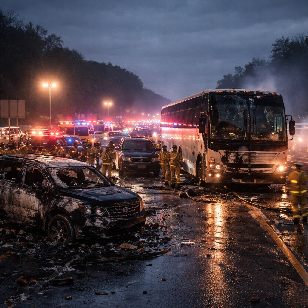 Virginia Tour Bus Driver Indicted on Five Manslaughter Counts After Fatal I-95 Pileup