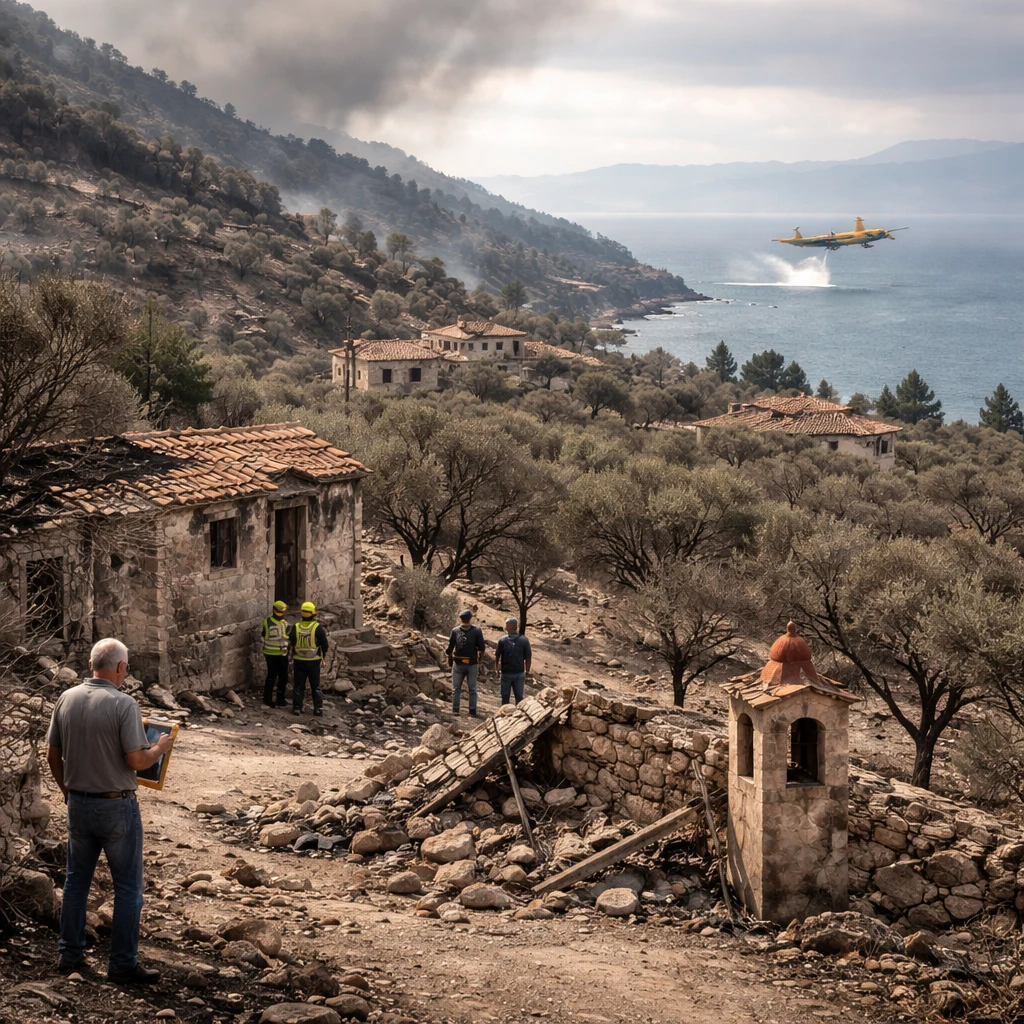 Blazes Recede in Greece as Residents Return to Charred Villages