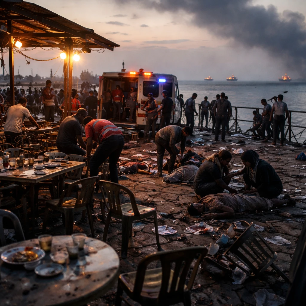 Airstrike on Gaza Seaport Cafe Kills at Least Two, Wounds Dozens