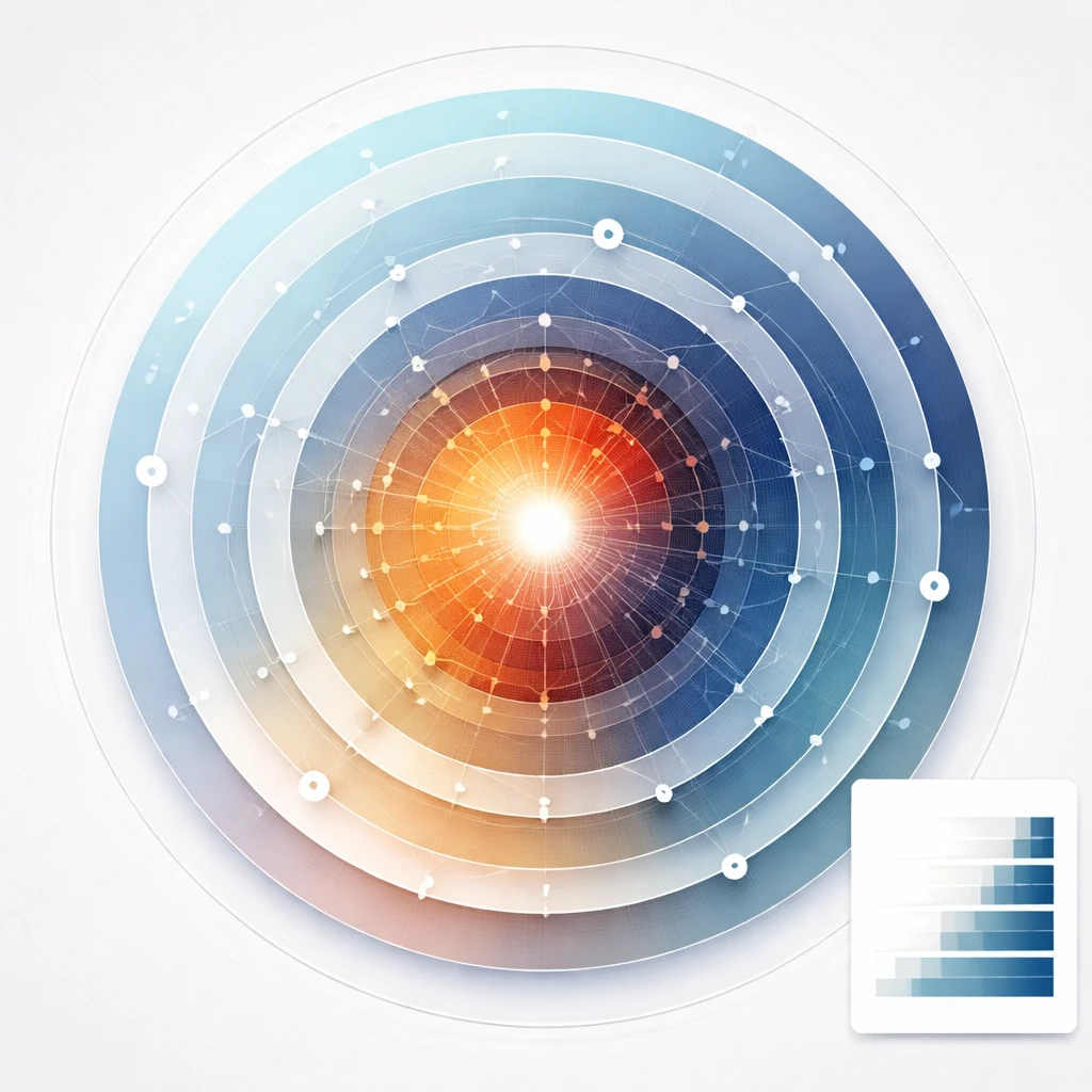 Abstract multi-layered diagram illustrating diversified portfolio risk factors and correlation clustering with a liquidity ladder inset.