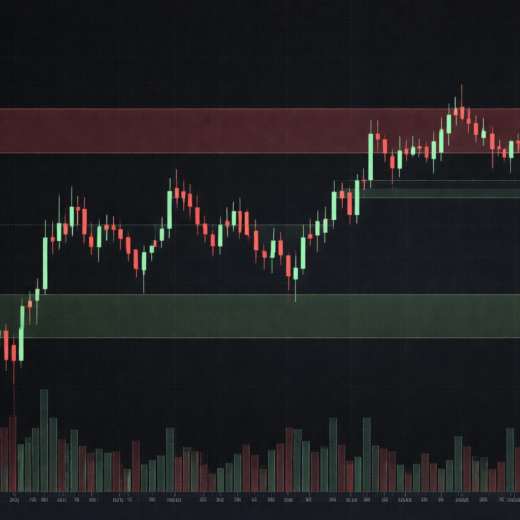 Candlestick chart illustrating common price action misconceptions with zones, false breakout, long wicks, and an unfilled price gap.