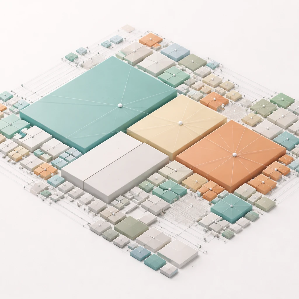 Portfolio treemap with a few oversized segments illustrating concentration risk among many smaller holdings.