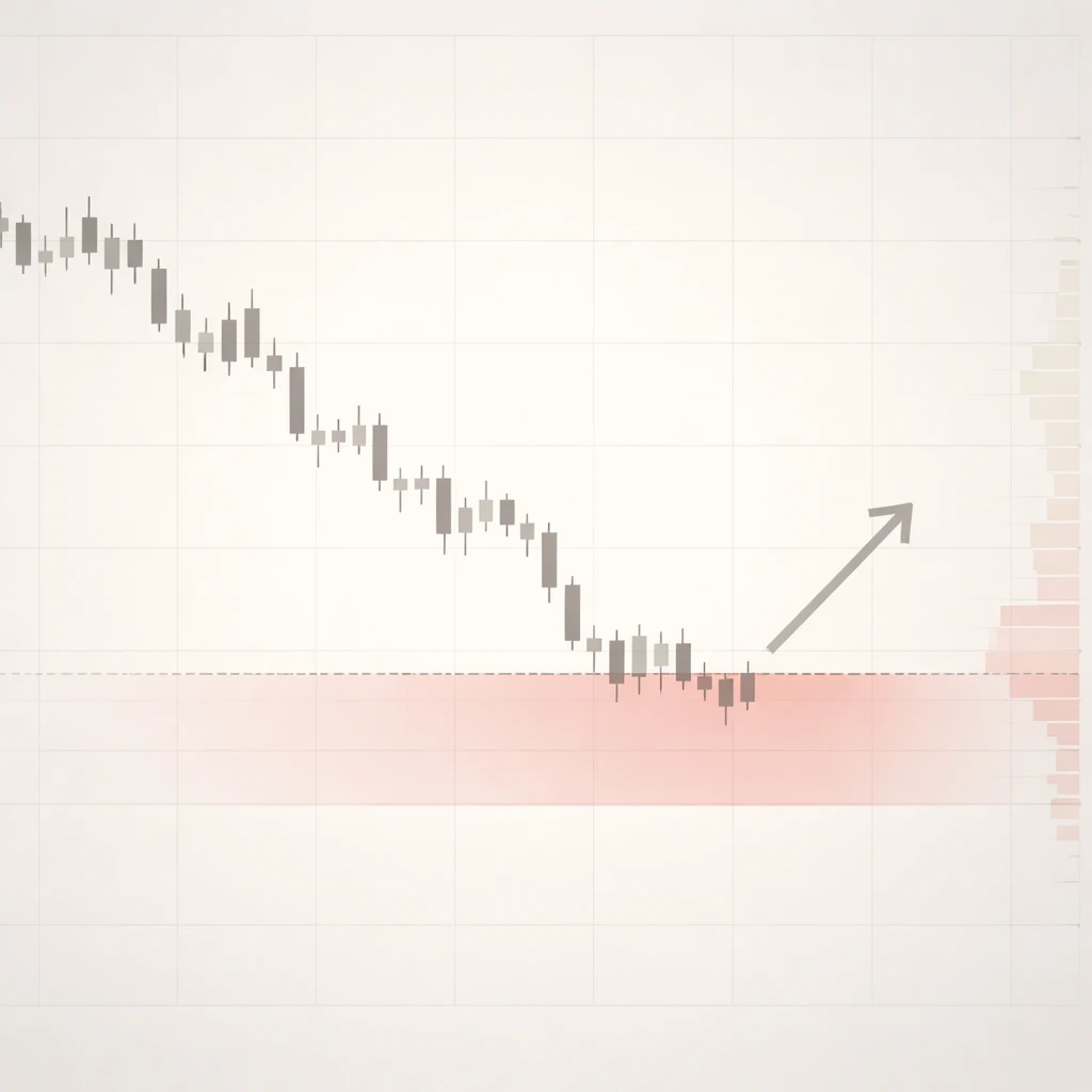 Candlestick chart showing a disciplined exit at a predefined stop level during a price decline.