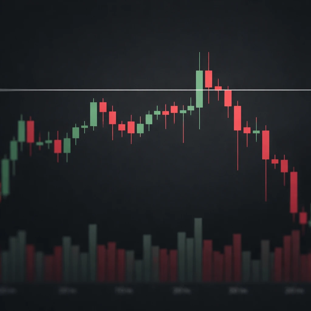 Candlestick chart showing a failed breakout above resistance followed by a sharp reversal.