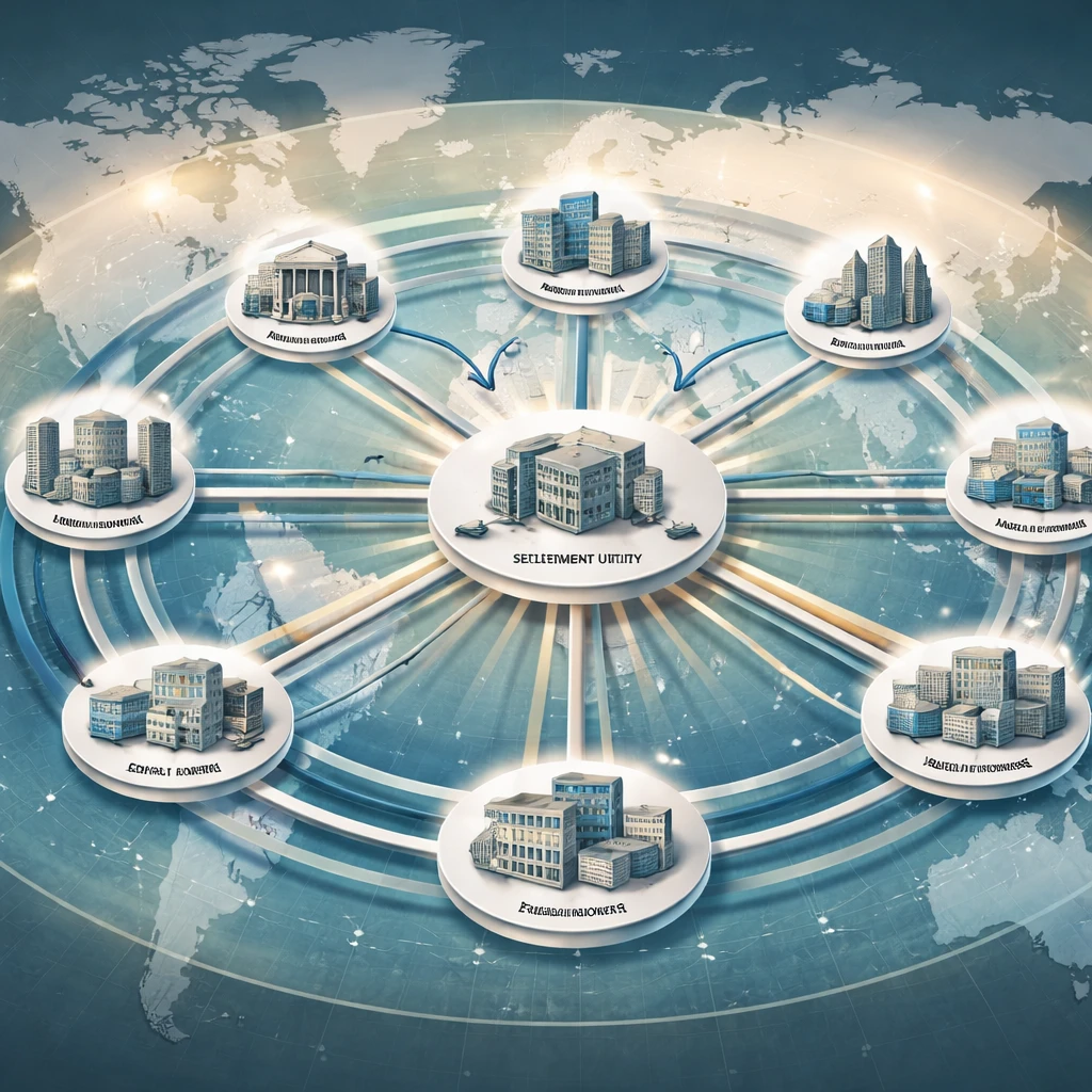 Network diagram of global forex market participants connected across a world map with flows between core dealers and clients.