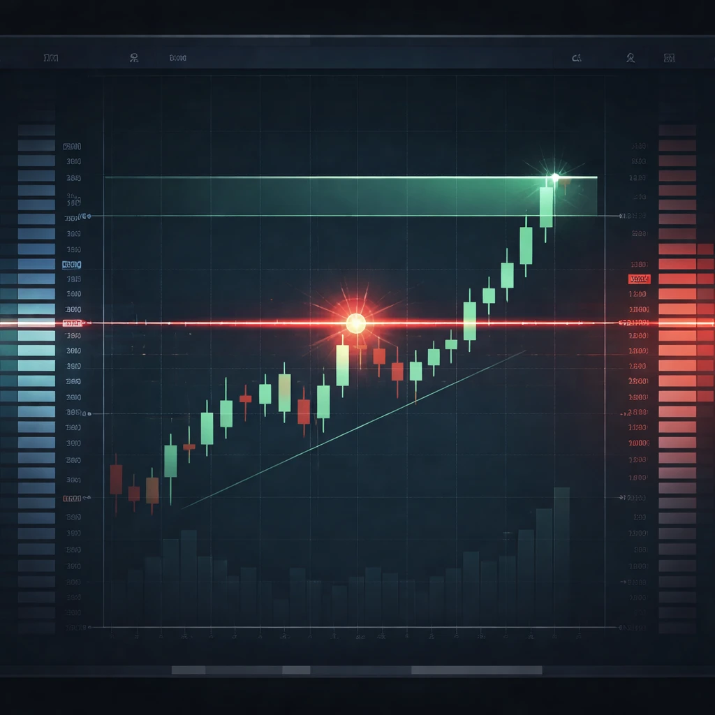 Visualization of a stop-limit order activating as price reaches a trigger and a limit order enters the order book.