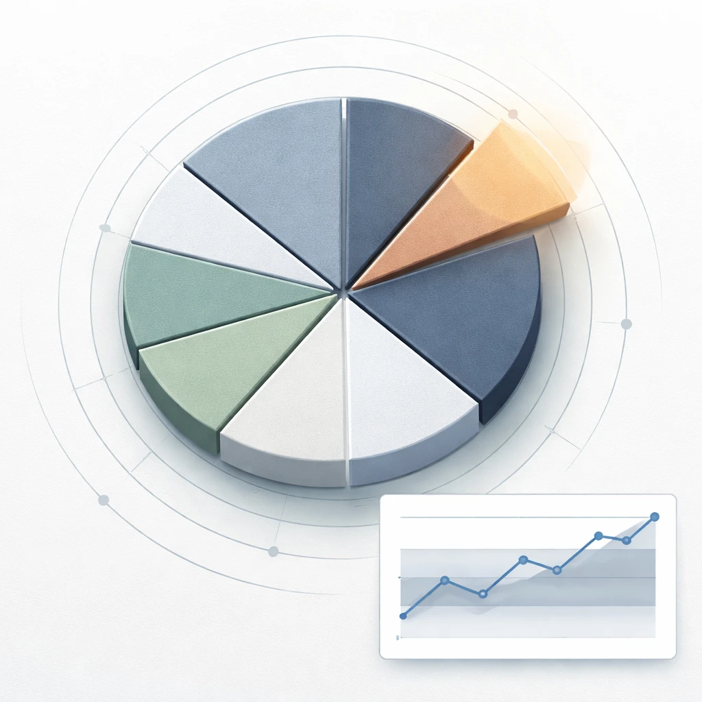 Portfolio visualization showing asset weights with tolerance bands and one slice breaching its threshold