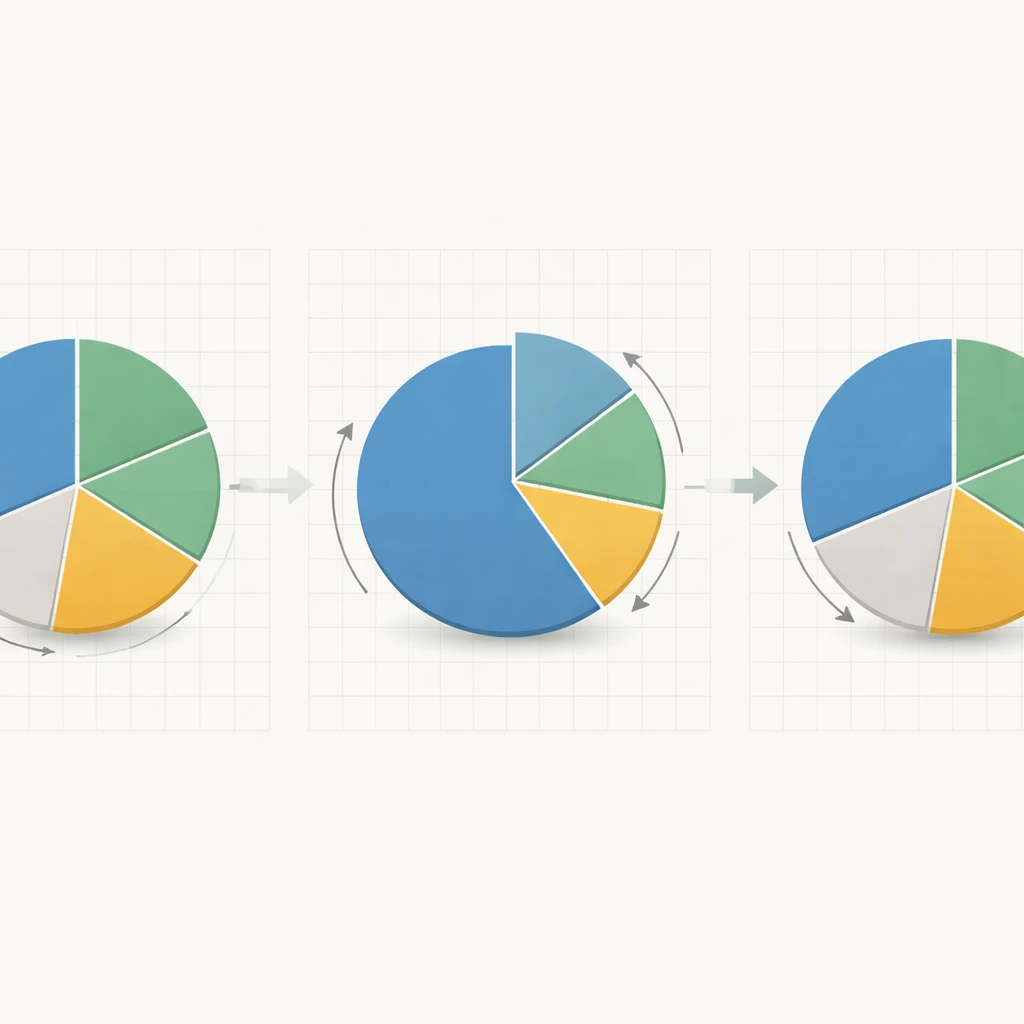 Three-panel visualization of a portfolio drifting away from target weights and then rebalanced back to its original allocation.