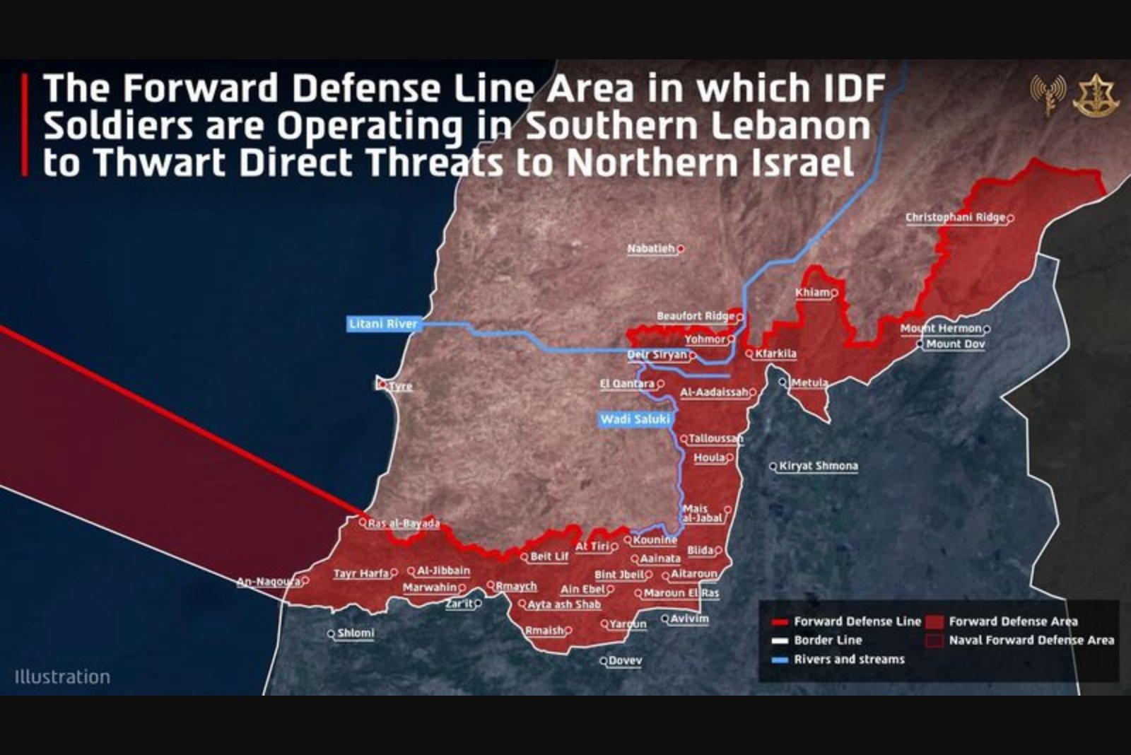 Israeli Military Publishes First Map of Deployment Line Inside Southern Lebanon