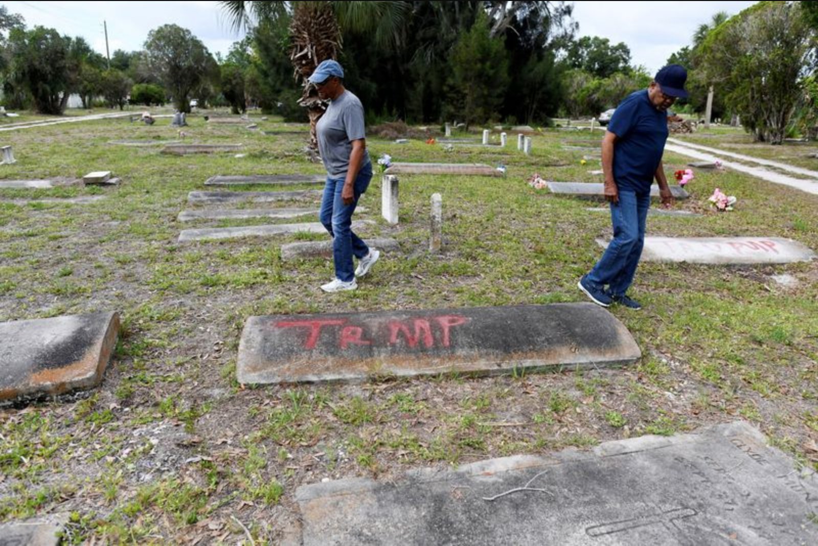 Historic Black Cemetery in Palmetto Vandalized; Graves Defaced with Political Graffiti