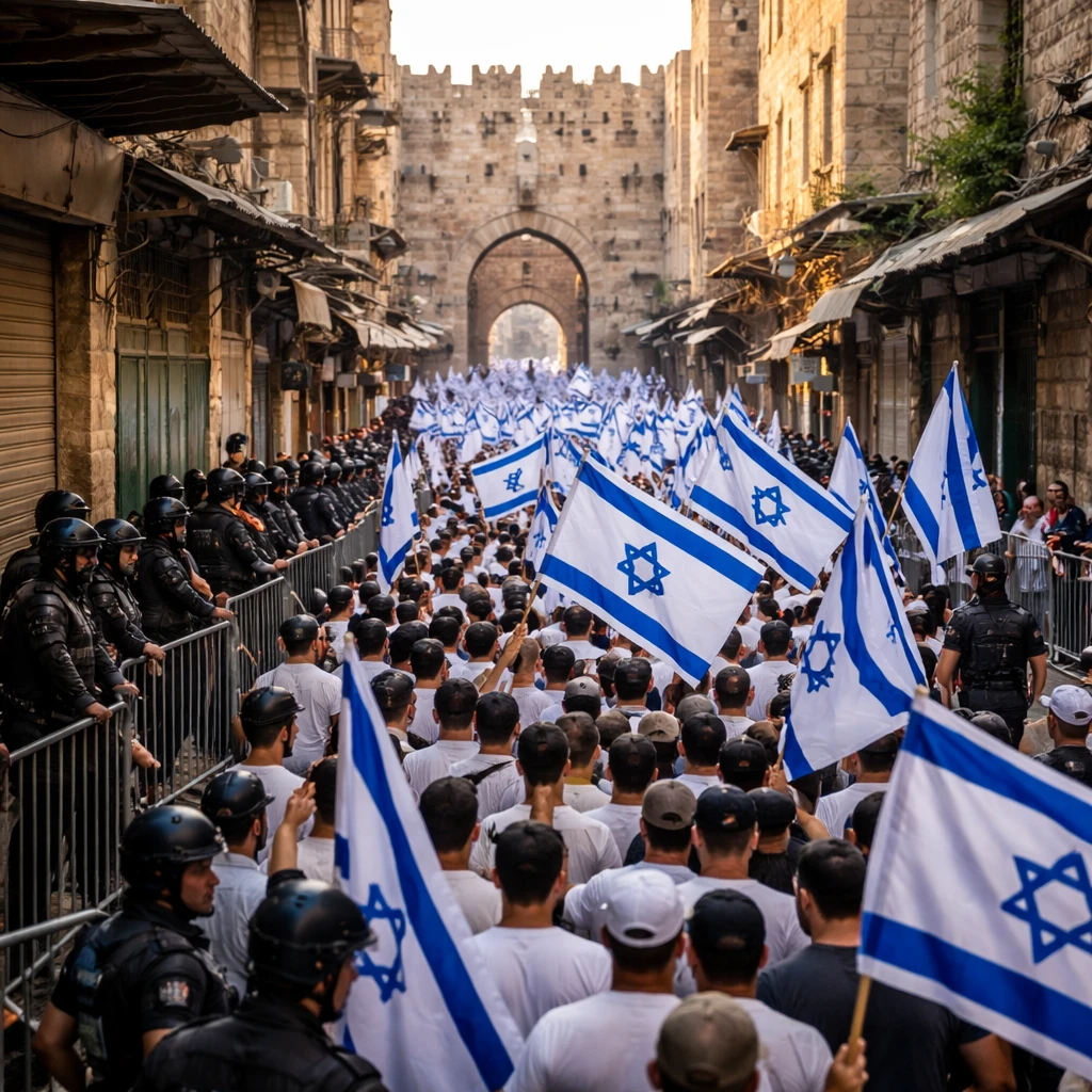 Mass March Through Jerusalem’s Old City Highlights Deep Divisions on Jerusalem Day