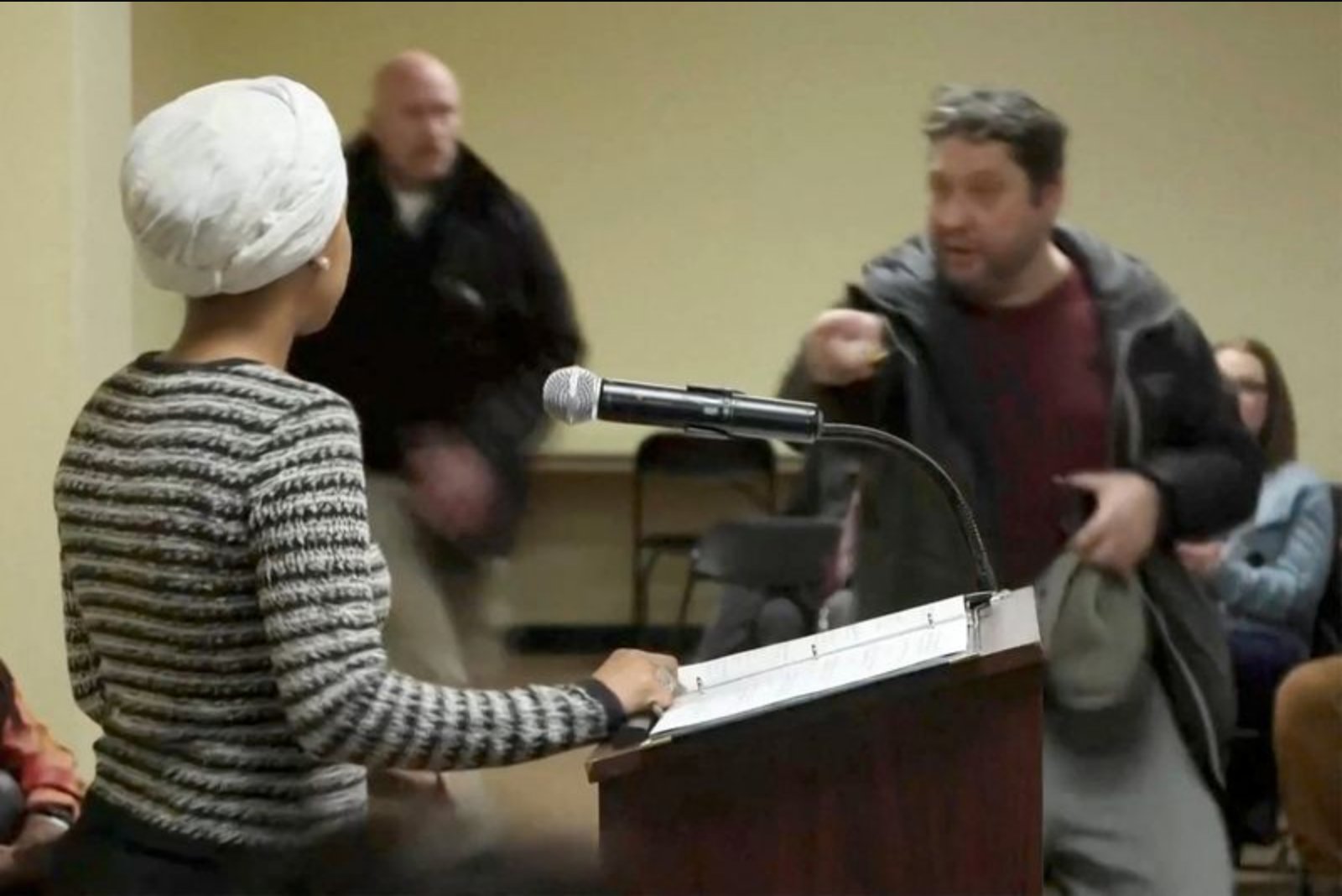 Man Charges at Ilhan Omar During Minneapolis Town Hall, Sprays Her With Unknown Liquid