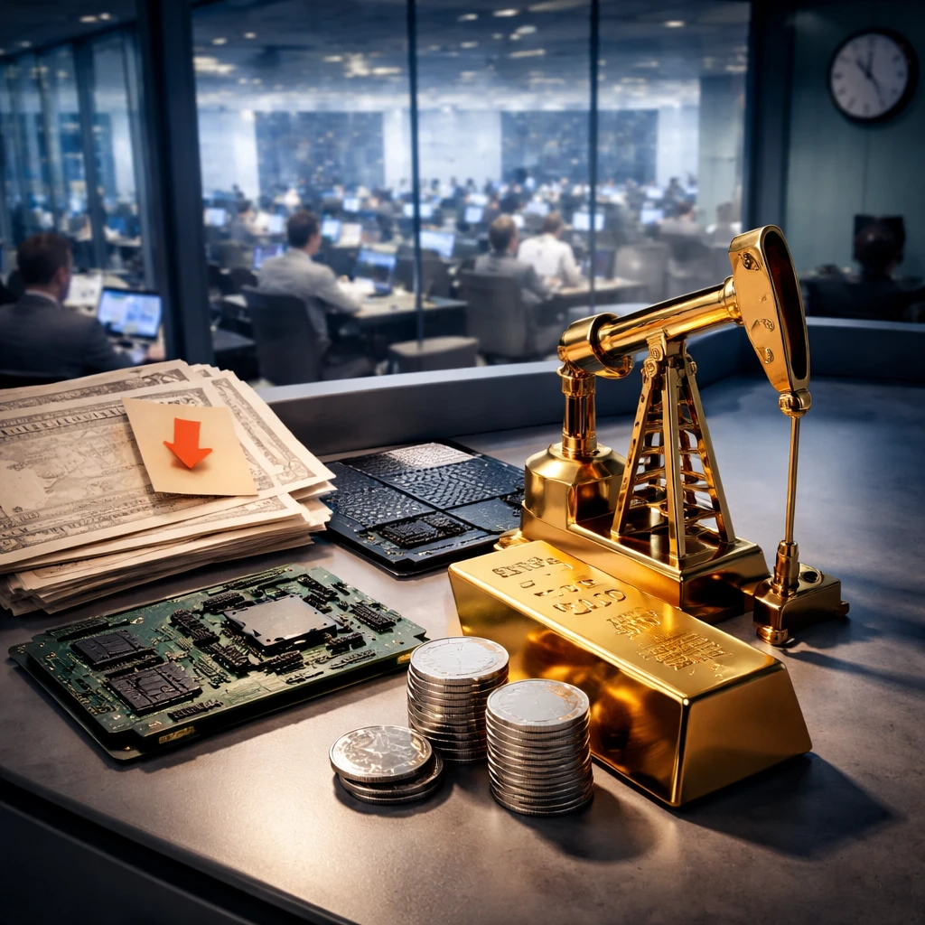 Commodities climb as megacap tech slips; small caps trail and bonds soften into midday