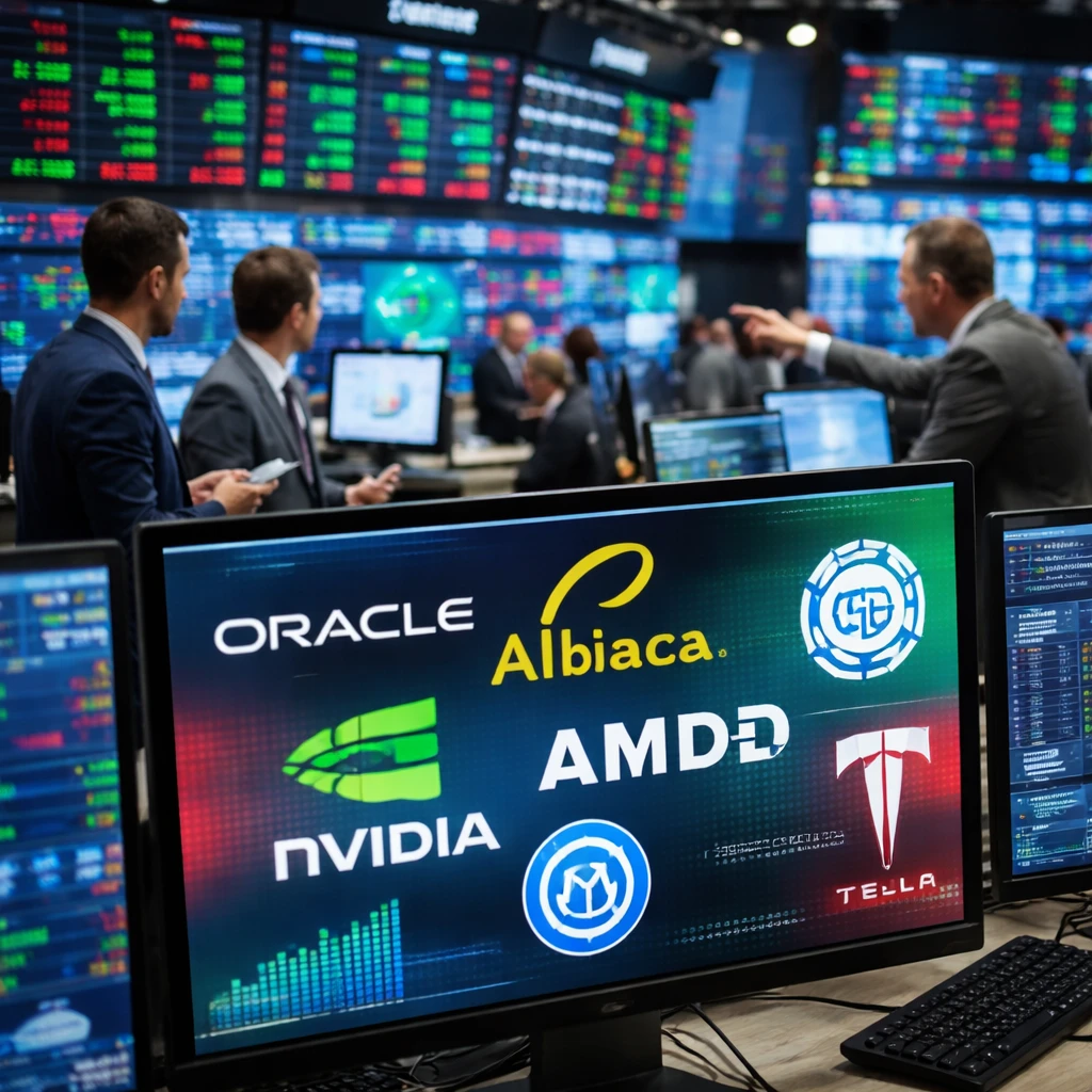 Broad market swings push technology and industrial names in opposite directions on Thursday