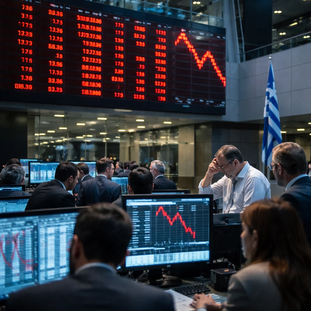 Athens market retreats as banking, telecoms and household stocks weigh; benchmark falls 2.14%
