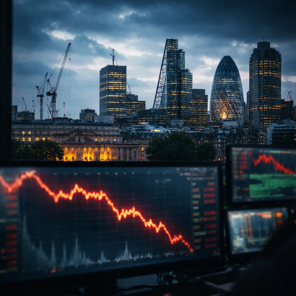 London stocks dip as financials and housebuilders weigh; oil and Brent surge