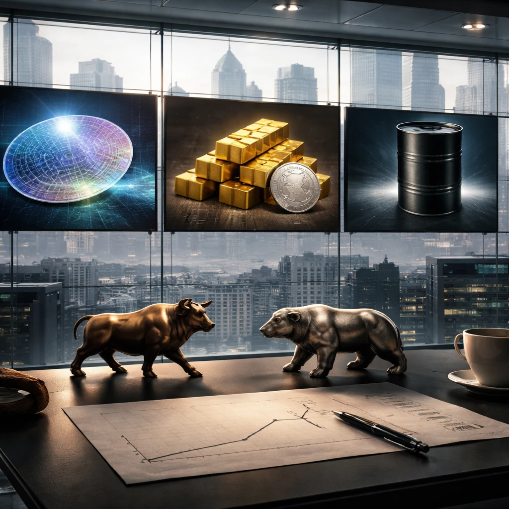 Midday: Chips charge, gold gleams, oil firms — but the tape stays split ahead of Powell