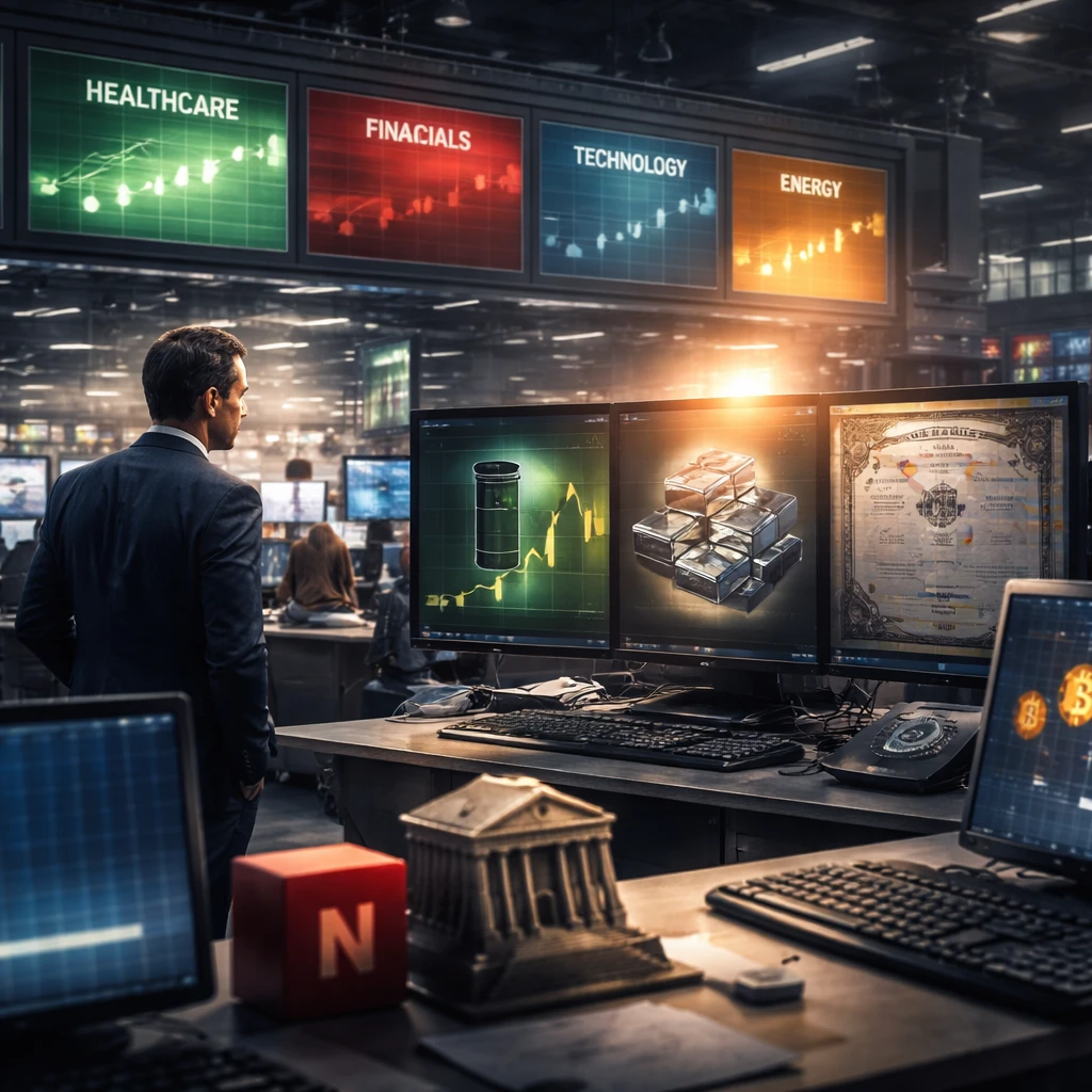 Midday market: Defensive tide rises while banks sag, oil and silver surge, and small caps skid