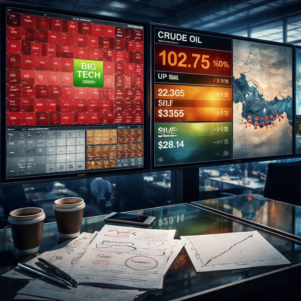 Midday: Risk pulls back as oil surges, bonds soften, and megacap tech cedes leadership