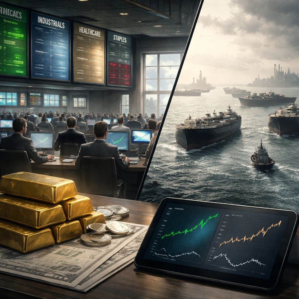 Midday tape steadies as oil backs off, gold pops, and leadership rotates away from megacap tech